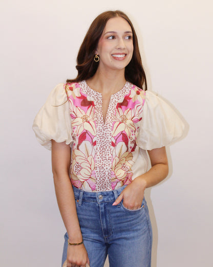 Milly Floral Print Puff Sleeve Blouse
