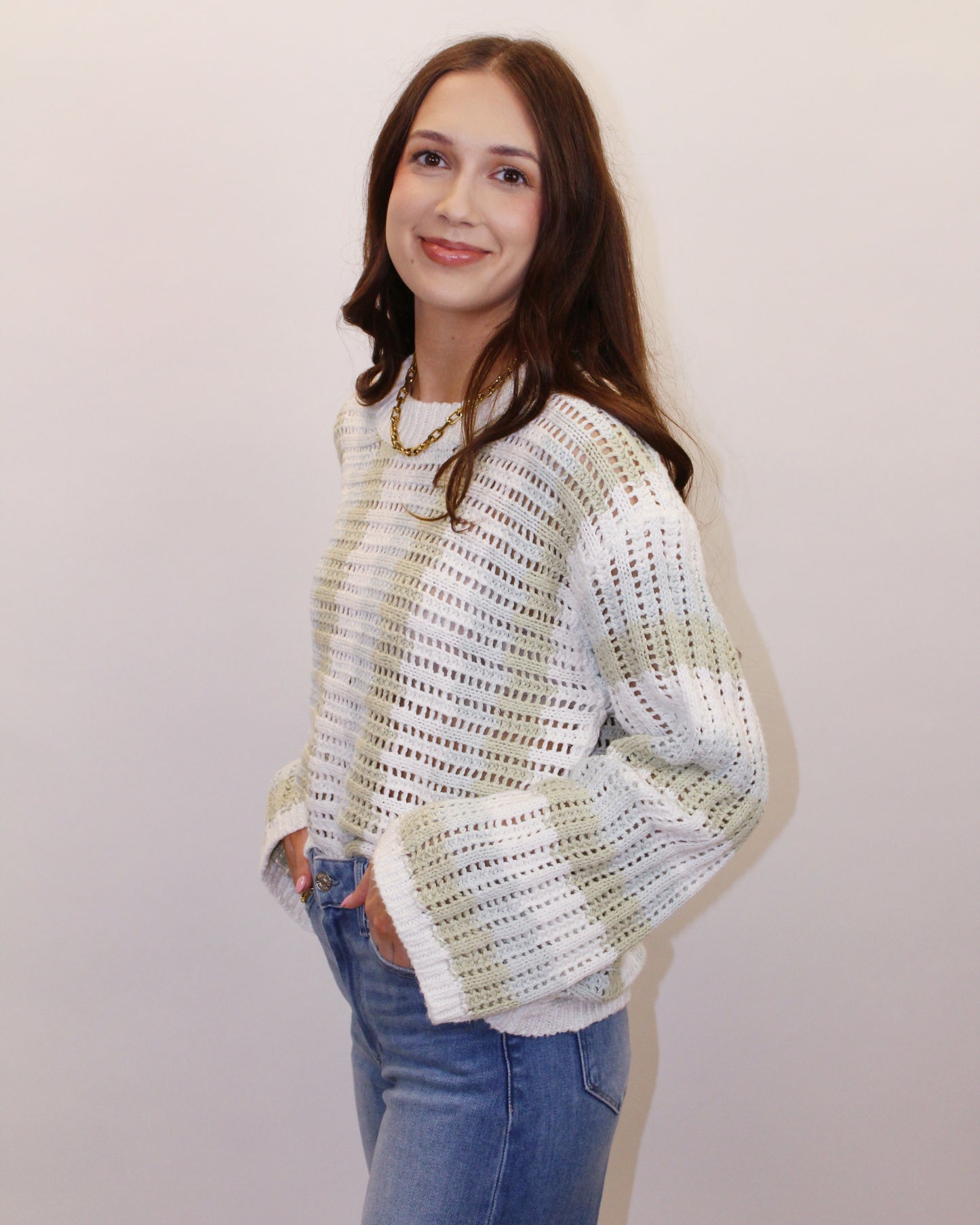 Natalie Crew Neck Stripe Sweater