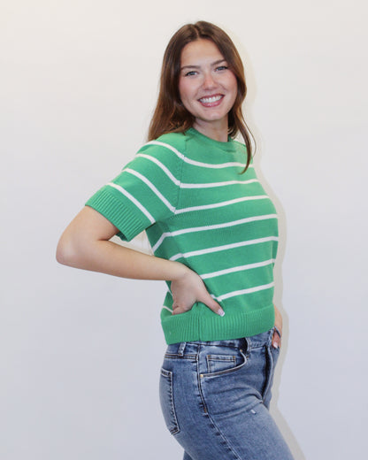 Rylan Green Short Sleeve Sweater