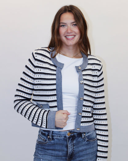 BLU JACKET IN EYELET