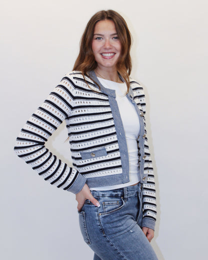 BLU JACKET IN EYELET