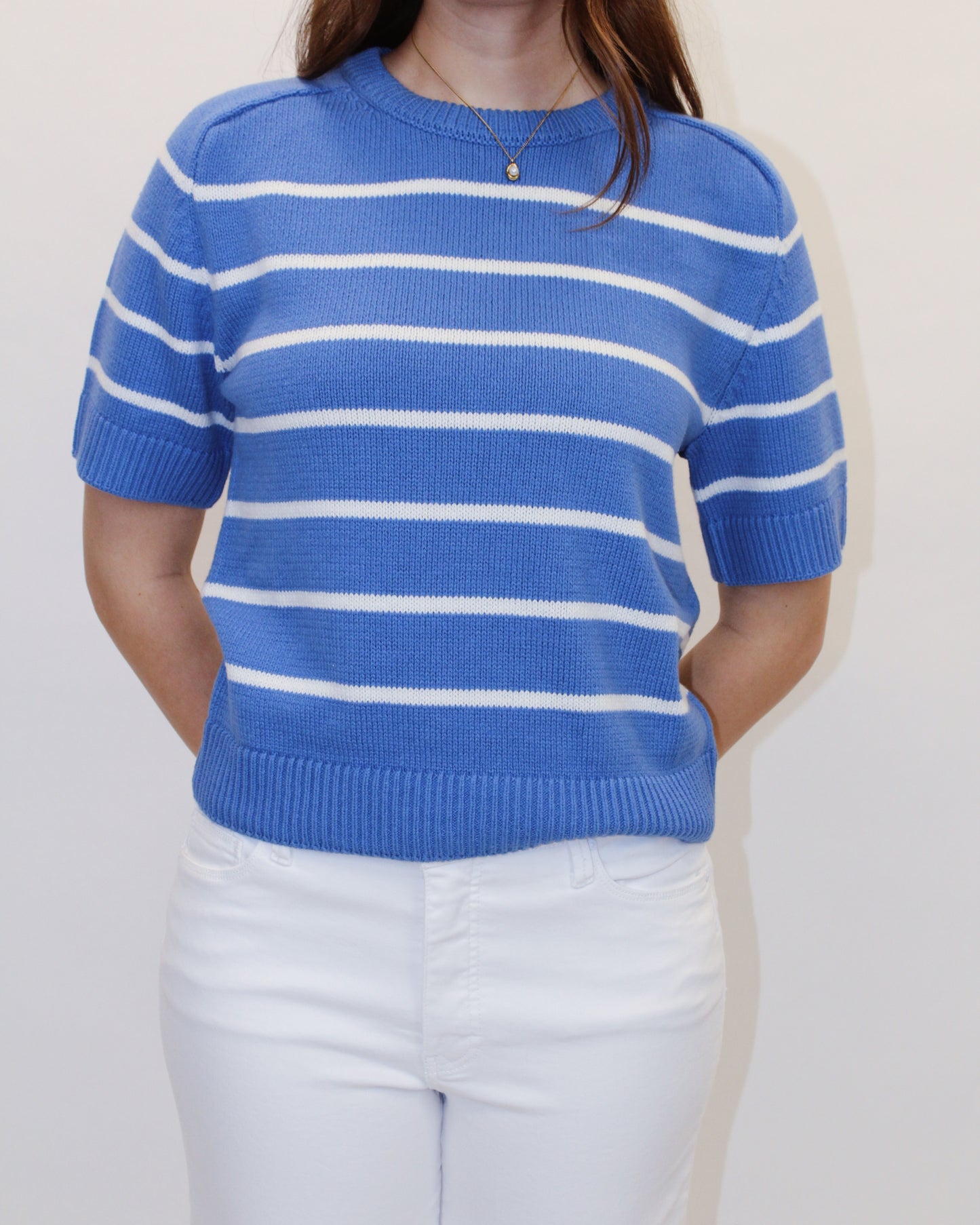 Raglan Blue Short Sleeve Sweater
