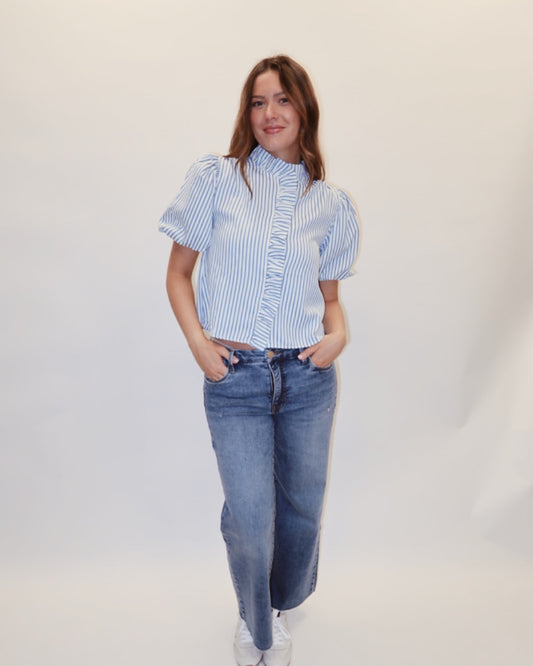 Azra Striped Ruffled Blouse