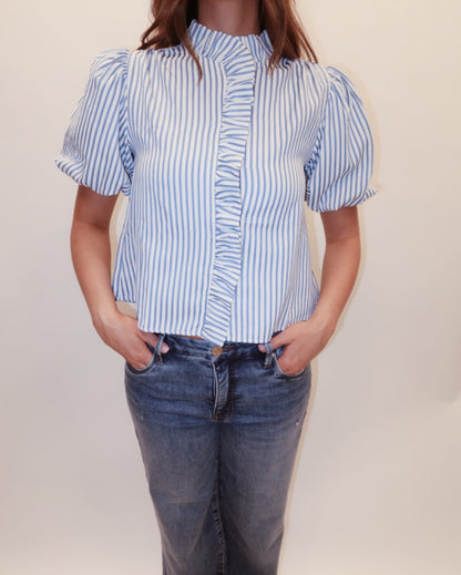 Azra Striped Ruffled Blouse