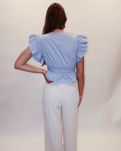 Maggie Peplum Poplin Top