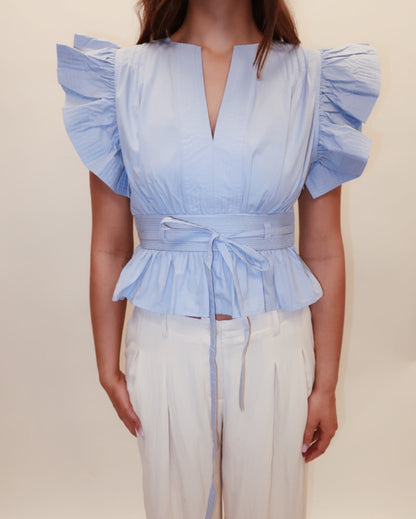 Maggie Peplum Poplin Top