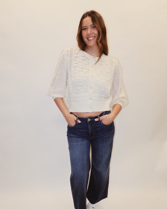 Hendry Eyelet Embroidered Cardigan