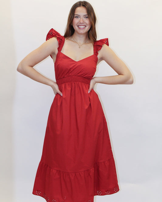 Vina Eyelet Midi Dress