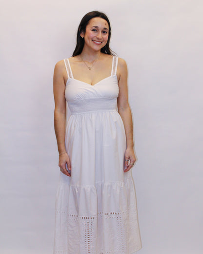 Josephine White Midi Dress