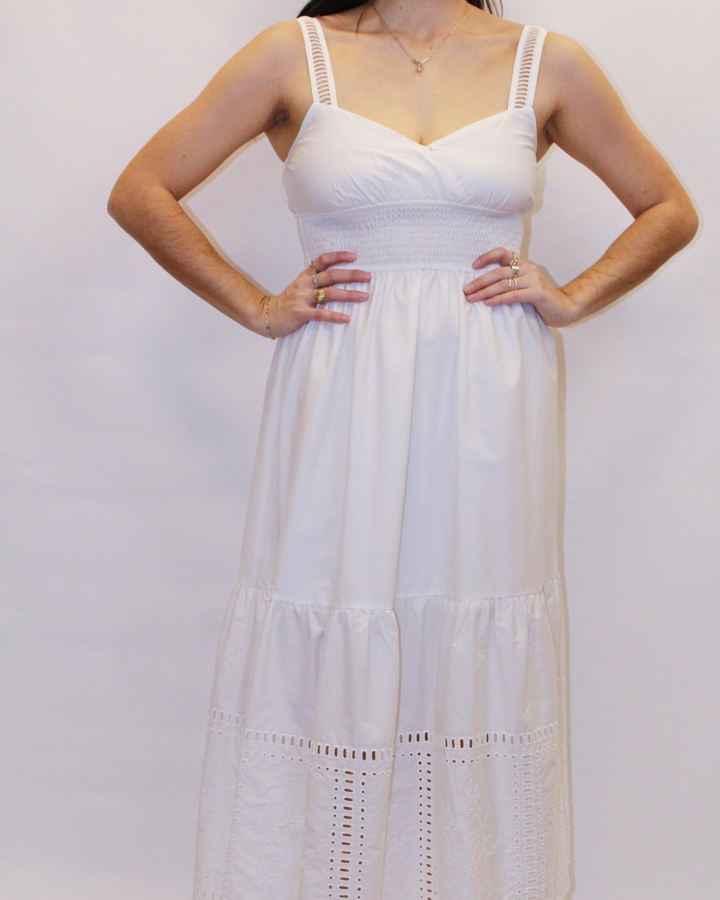 Josephine White Midi Dress