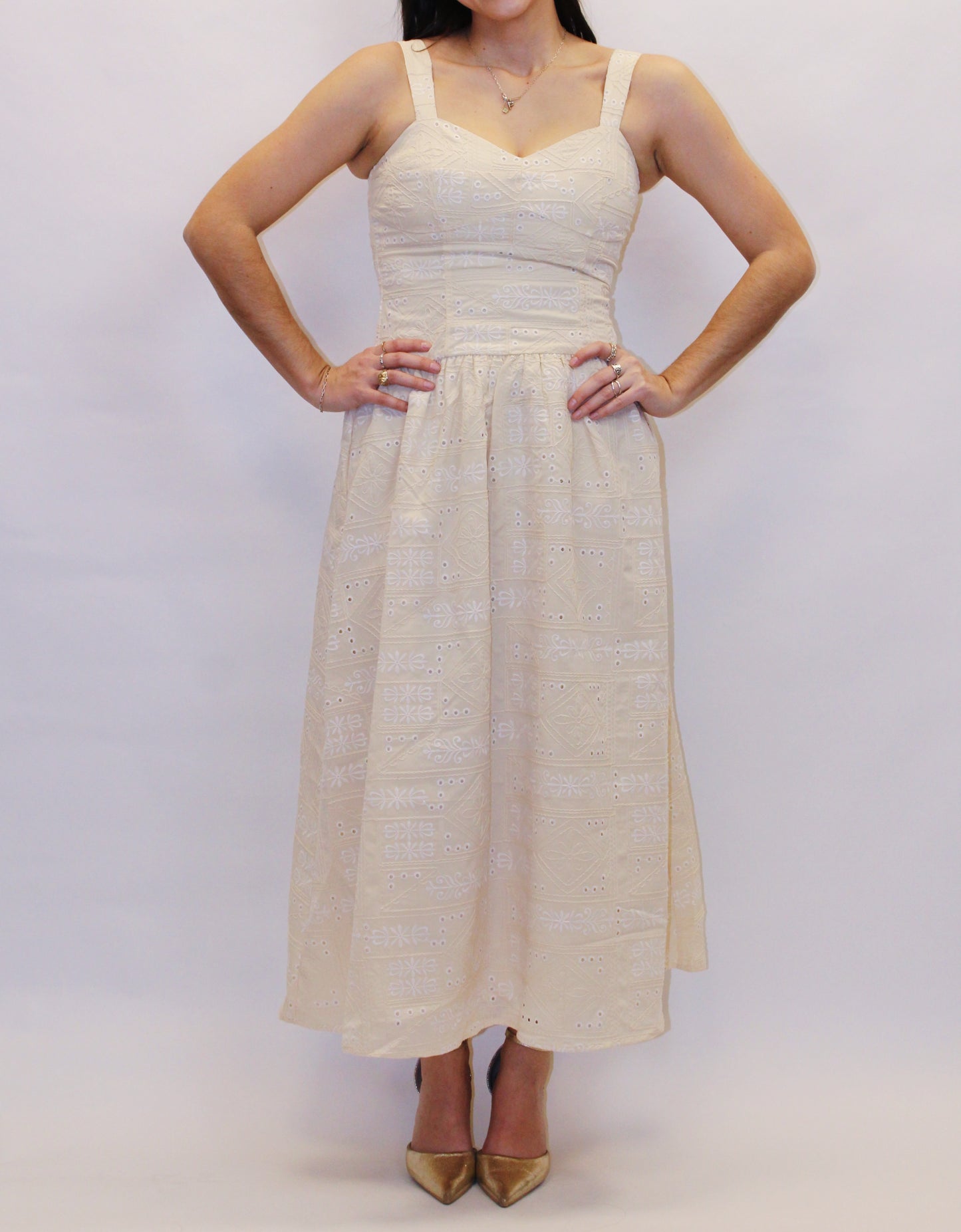 Flora Embroidered Midi Dress