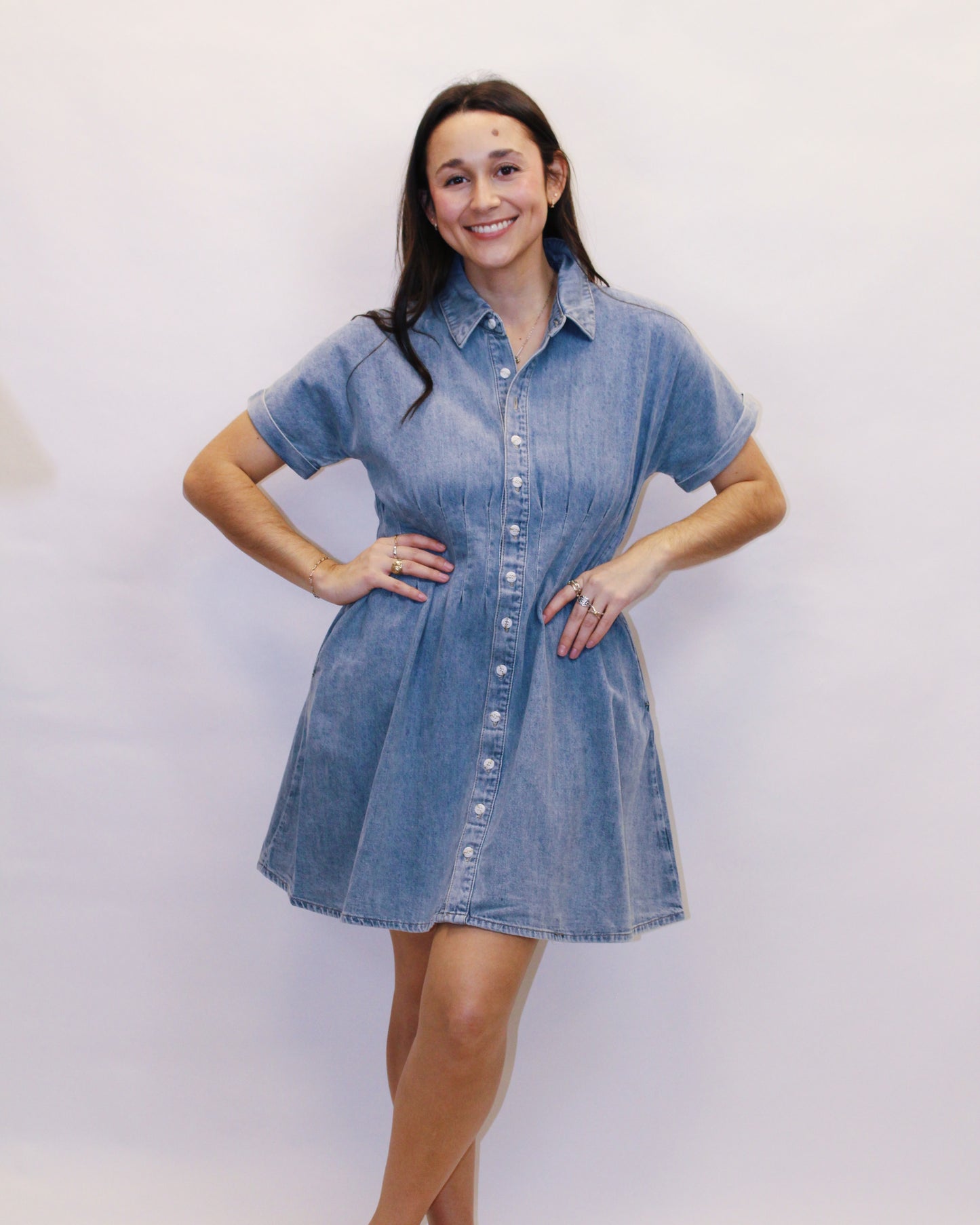 Miley Denim Button Up Mini Dress