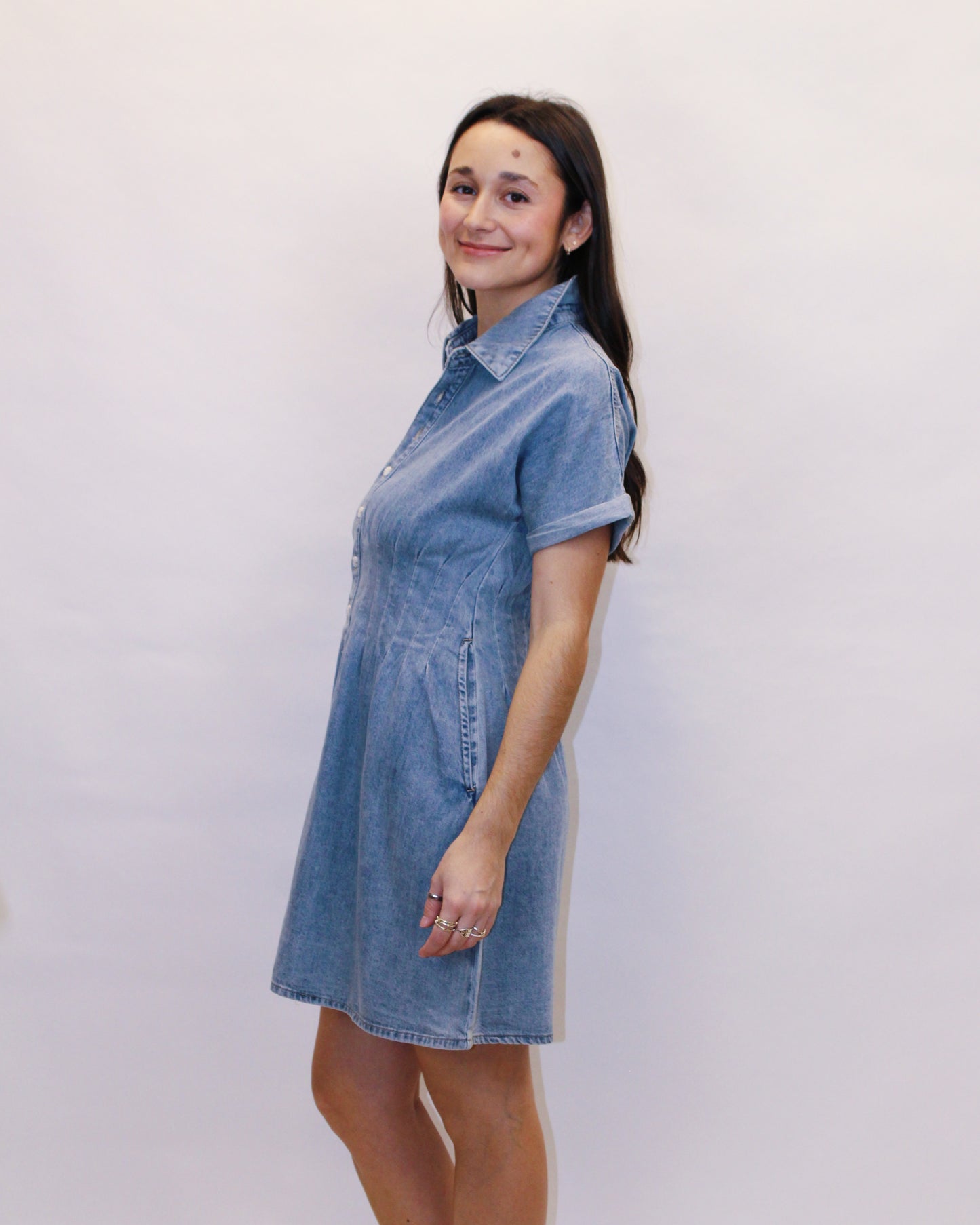 Miley Denim Button Up Mini Dress
