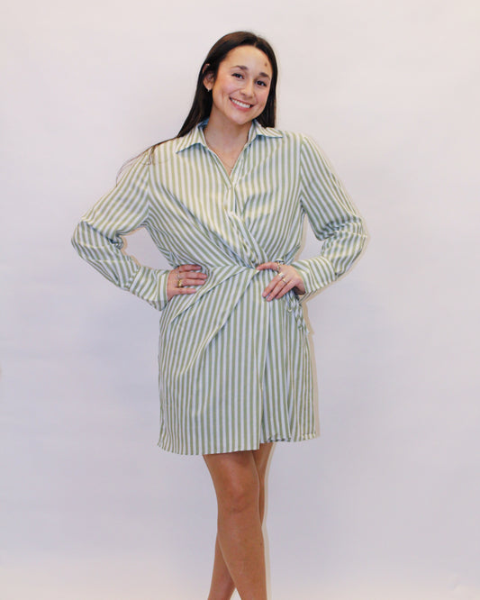 Ellie Olive Striped Mini Dress