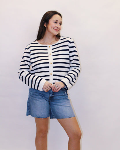 Rene Striped Jacquard Knit Cardigan