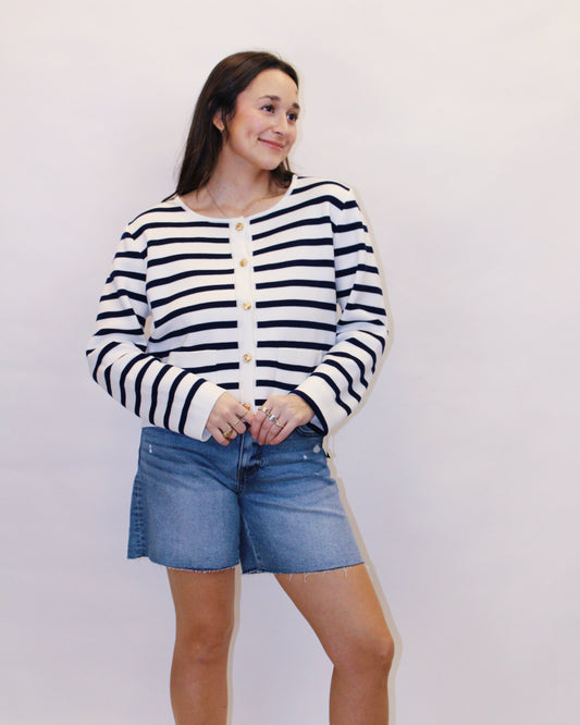 Rene Striped Jacquard Knit Cardigan