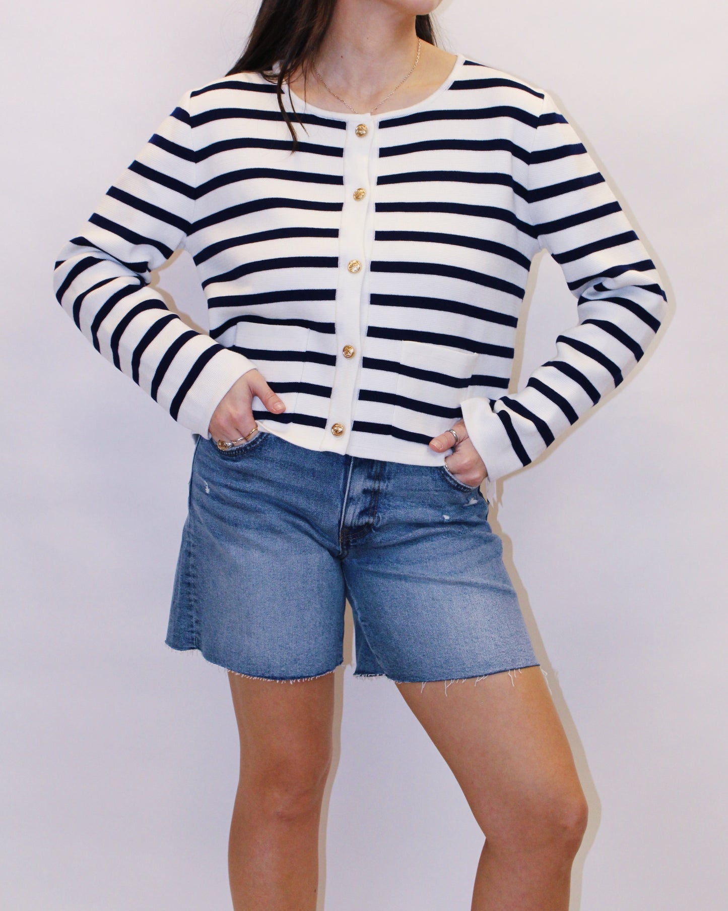 Rene Striped Jacquard Knit Cardigan