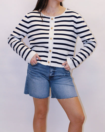 Rene Striped Jacquard Knit Cardigan