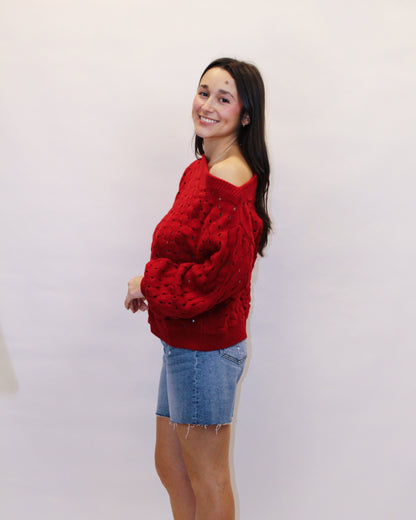 Haven Red Cable Knit Sweater