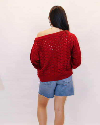 Haven Red Cable Knit Sweater