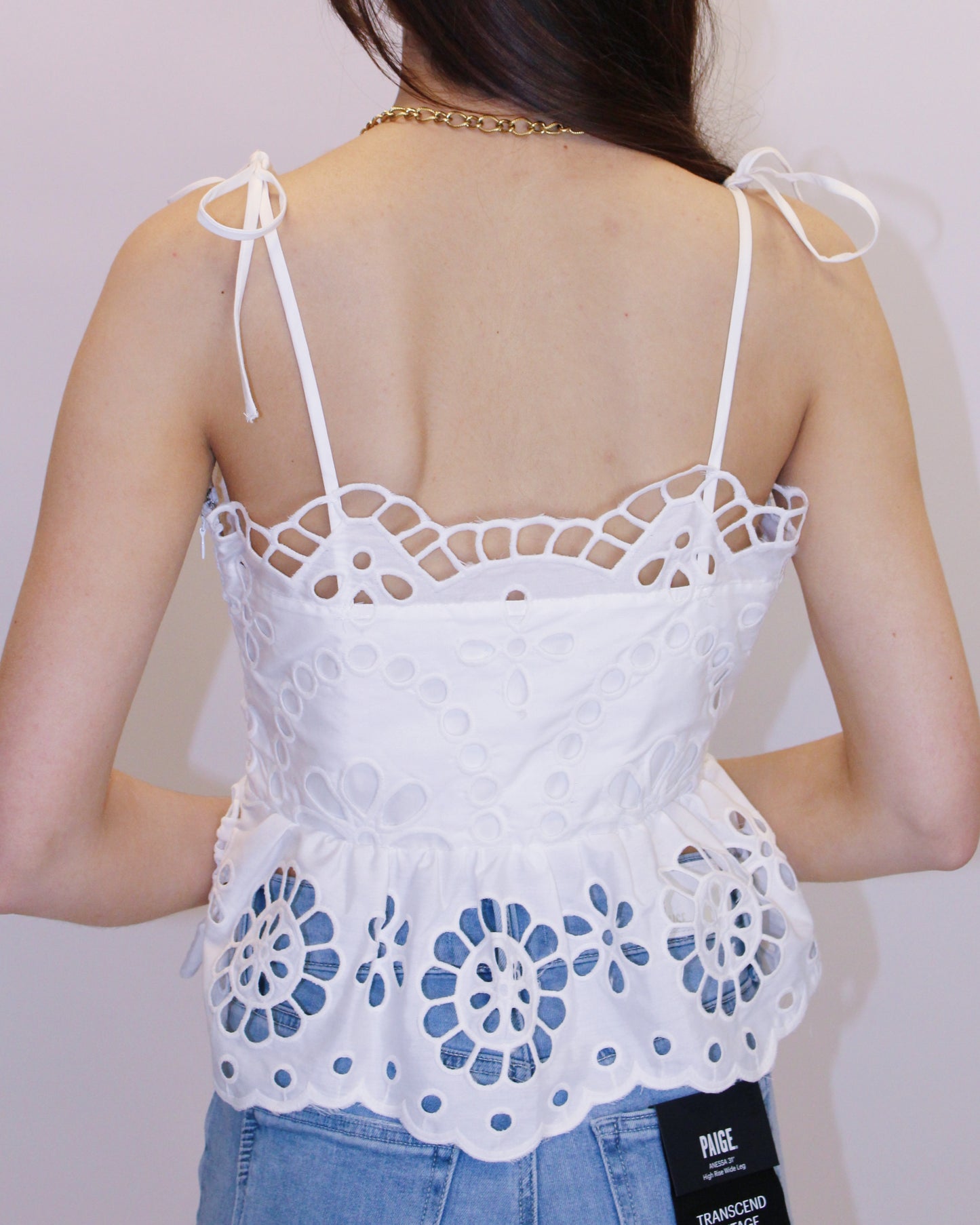 Emerie White Eyelet Tank