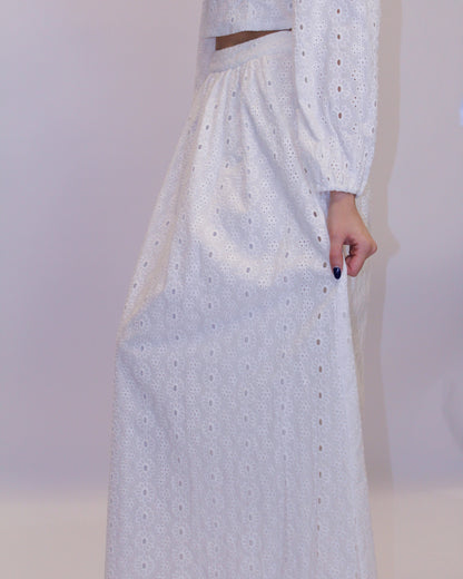Bria Eyelet Midi Skirt