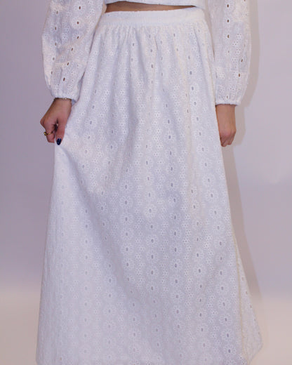 Bria Eyelet Midi Skirt