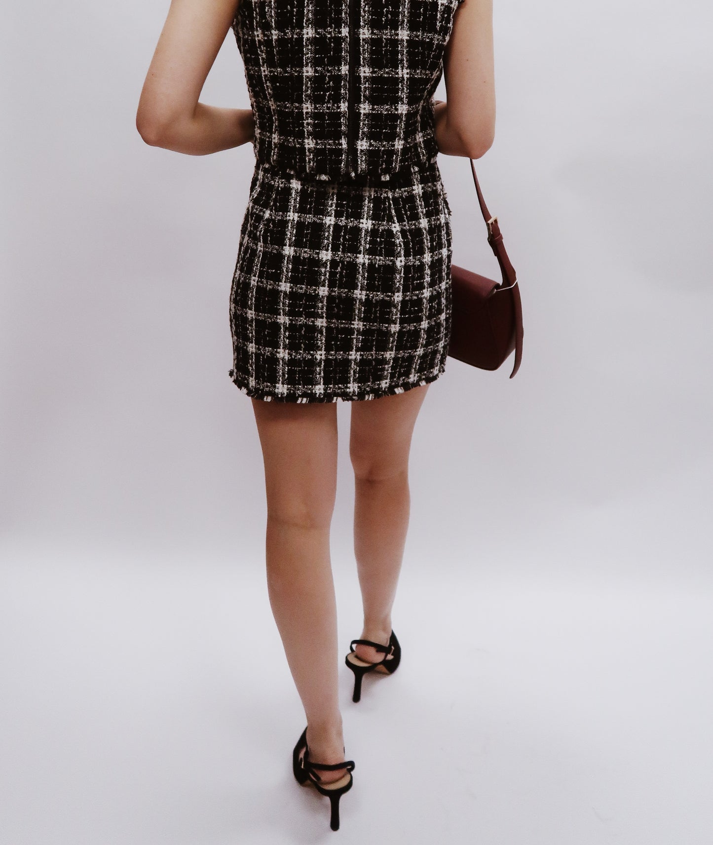 Maria Windowpane Tweed Top