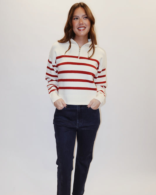 Georgia Red Striped Quarter Zip