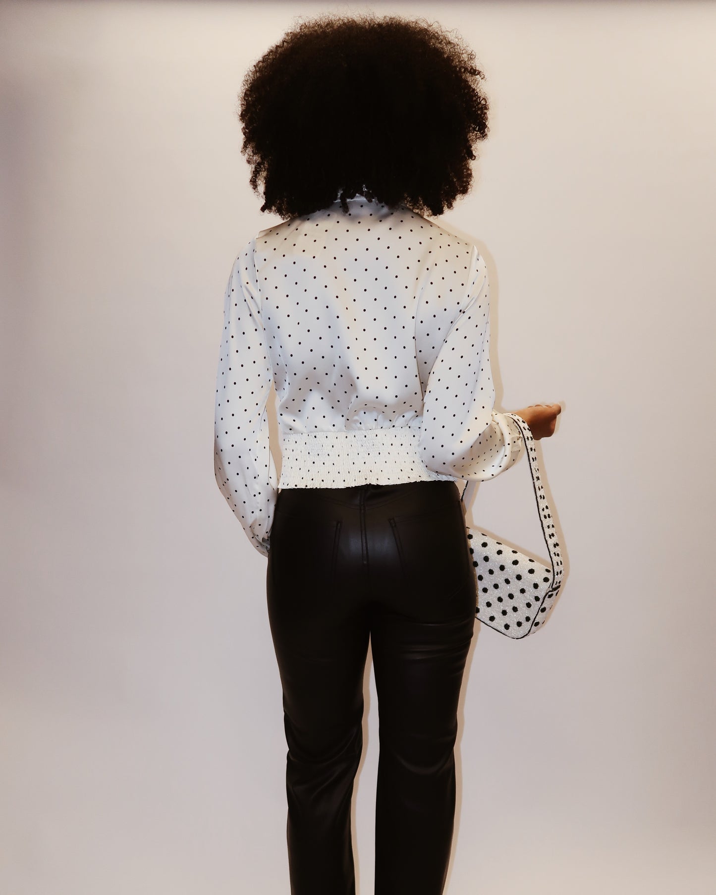 Silvia Dotted Neck Tie Blouse