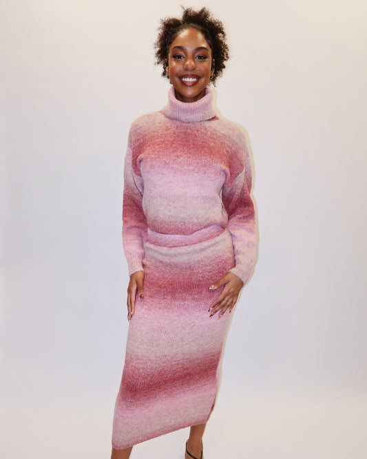 Steve Madden Karmen Pink Ombre Midi Skirt