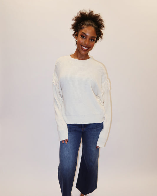 Shannon Fringe Cream Sweater