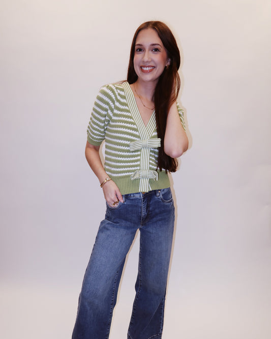 Kendall Striped Bow Sweater