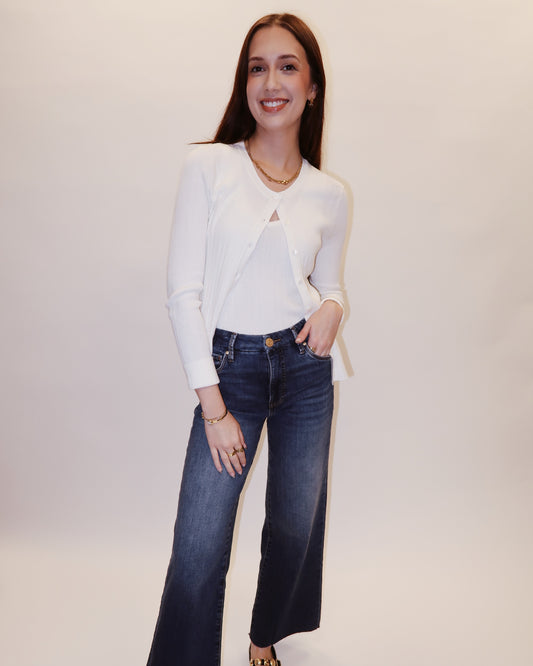 Lauren White Ribbed Cardigan & Tank Set