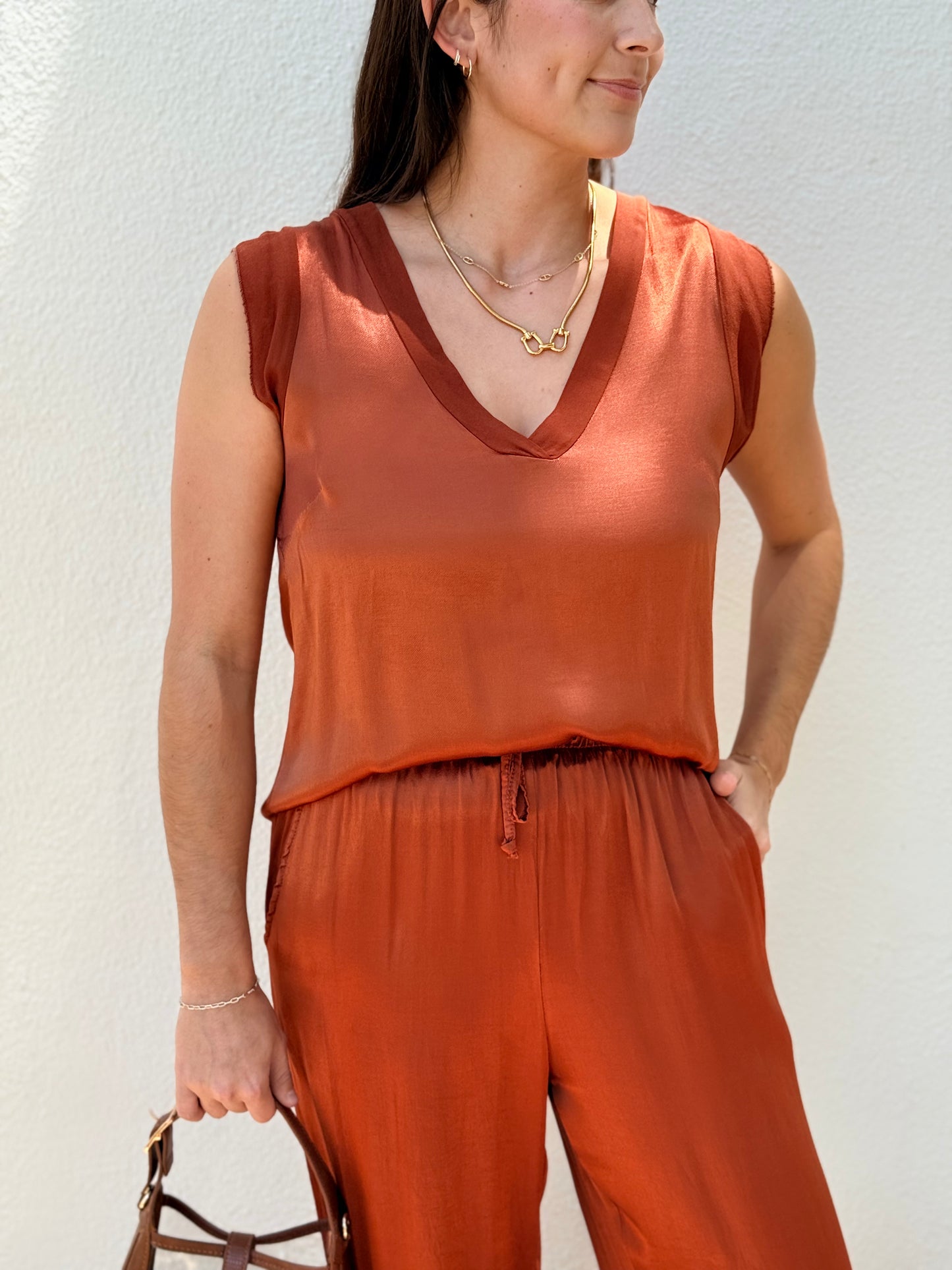 Mara Rust Silk Blouse