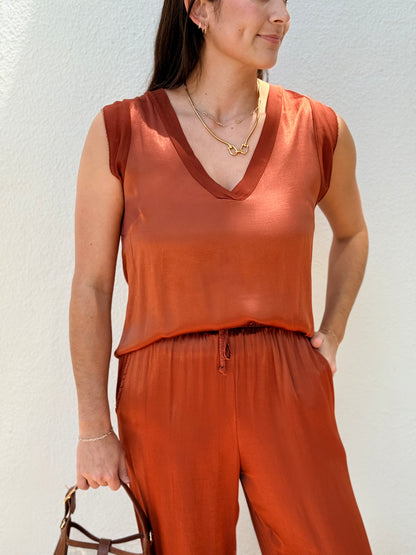 Mara Rust Silk Blouse