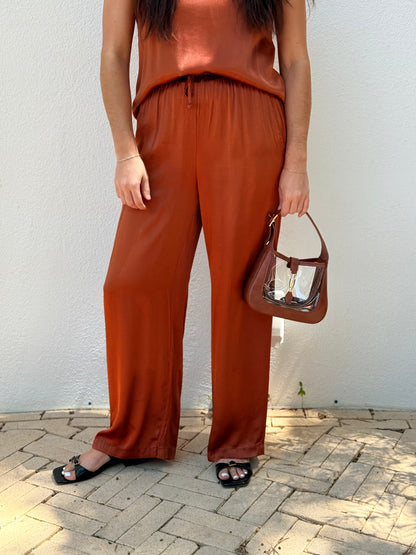 Brenna Rust Silk Pants
