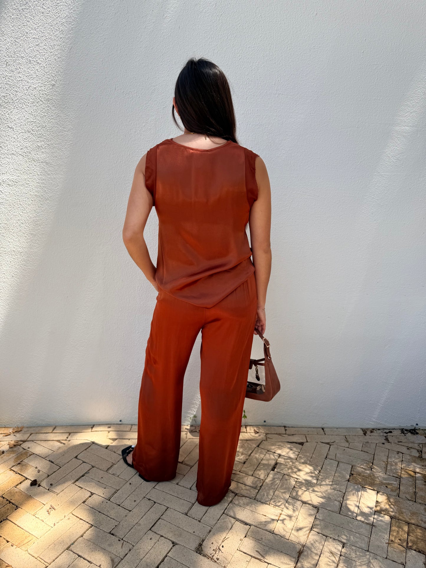 Brenna Rust Silk Pants