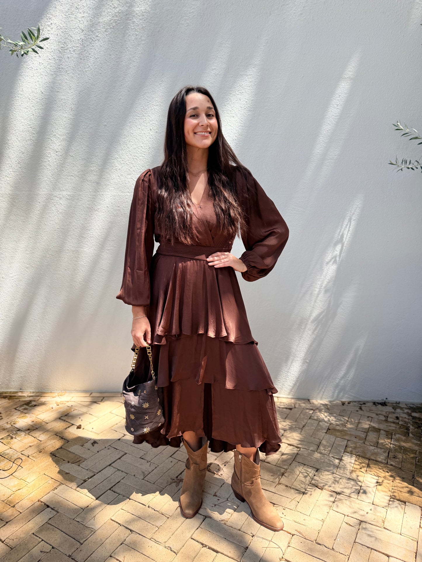 Bailen Satin Brown Dress