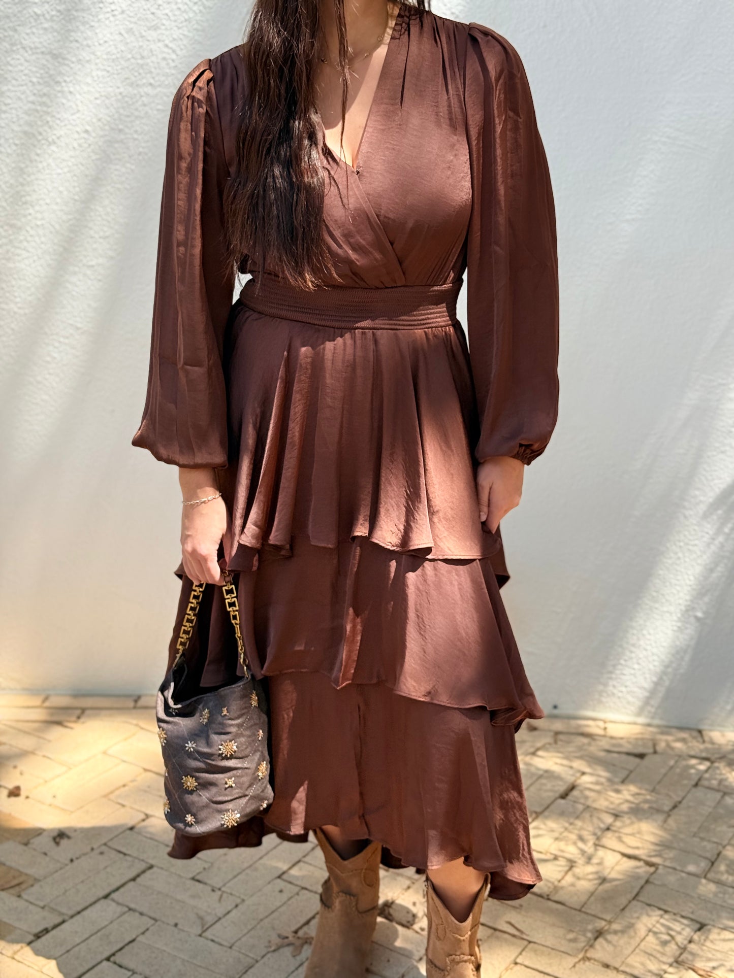 Bailen Satin Brown Dress