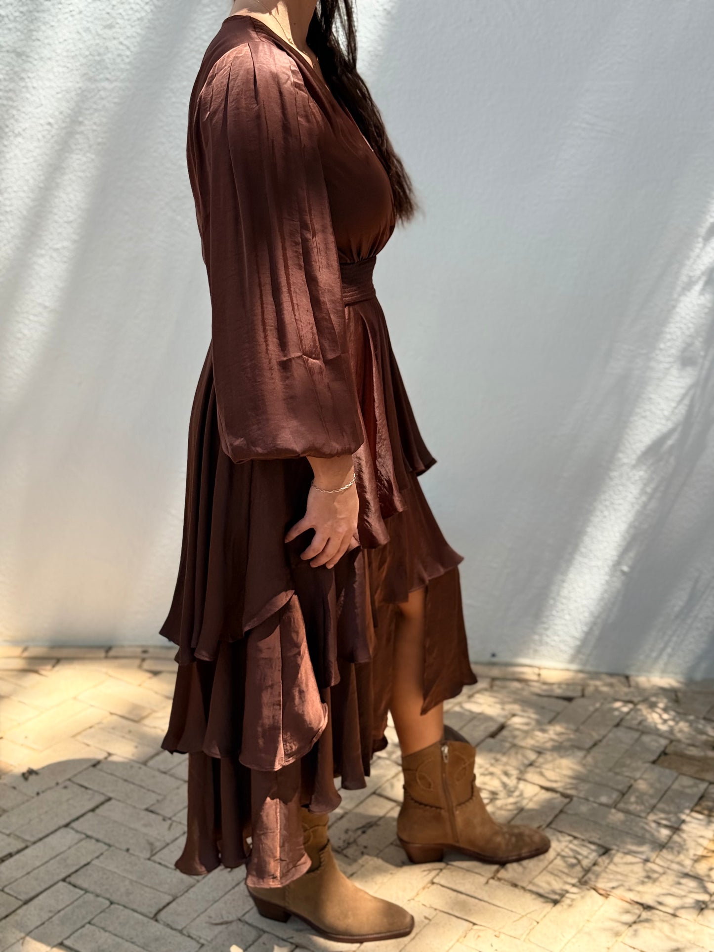 Bailen Satin Brown Dress