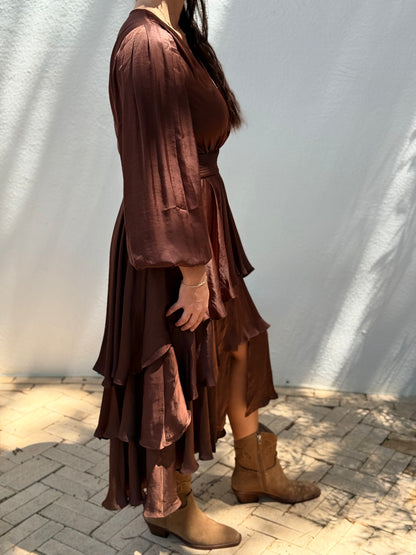 Bailen Satin Brown Dress
