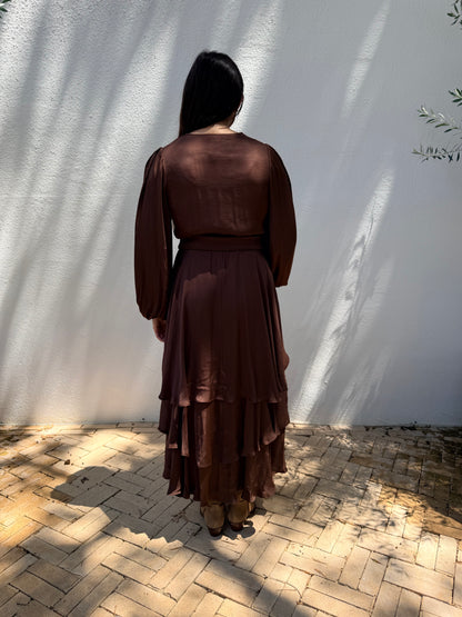 Bailen Satin Brown Dress