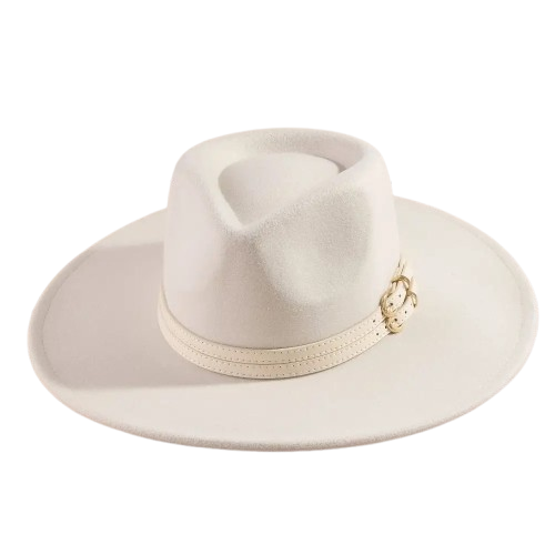 Ivory Belt Flat Brim Hat