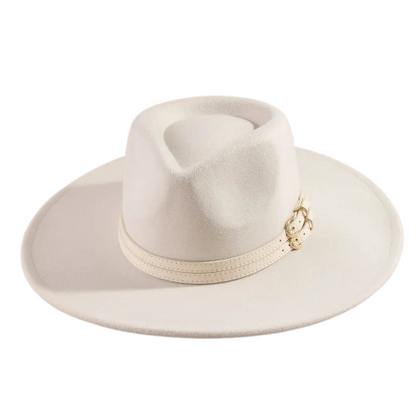 Ivory Belt Flat Brim Hat