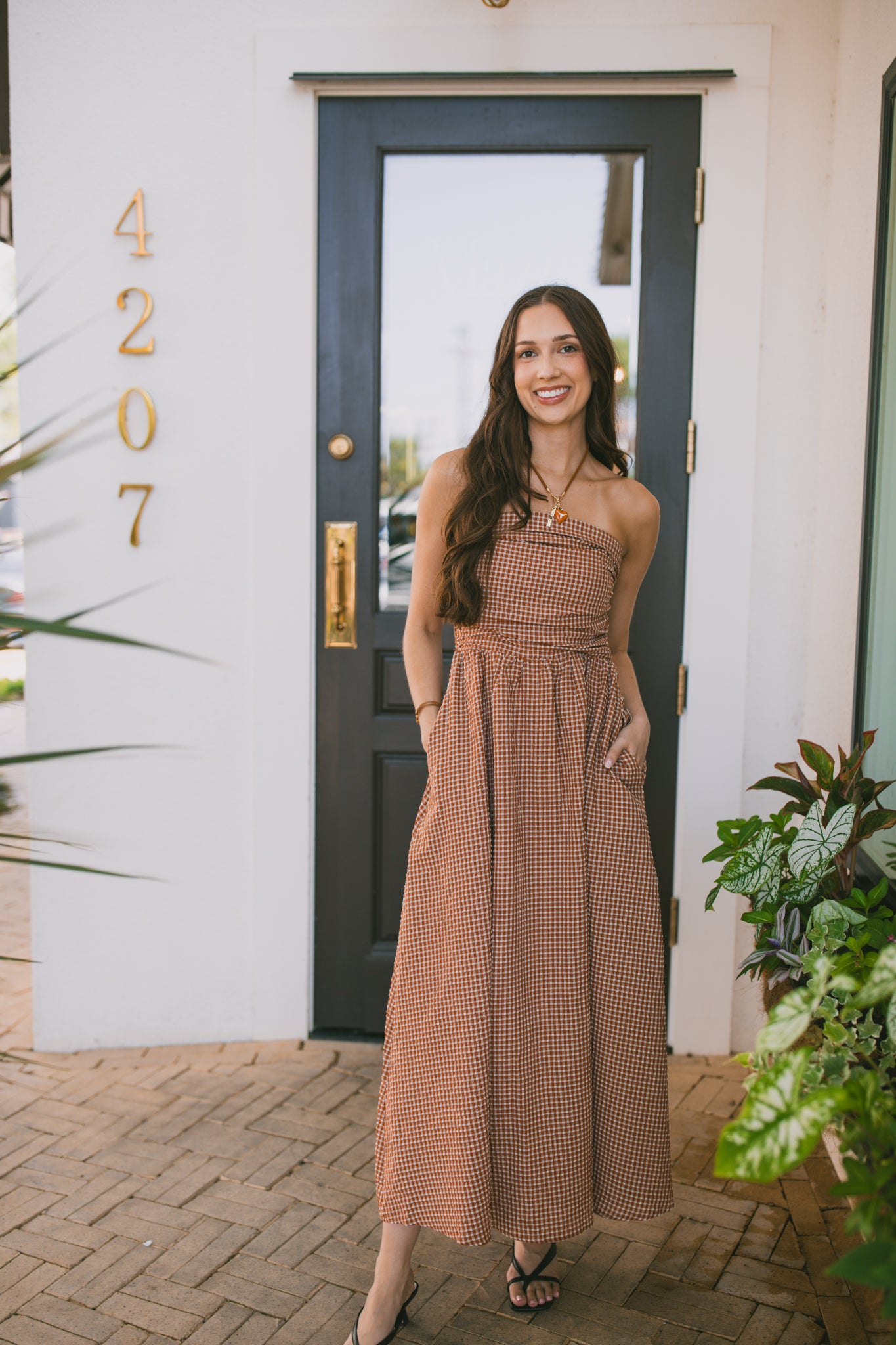 Terra Gingham Maxi Dress