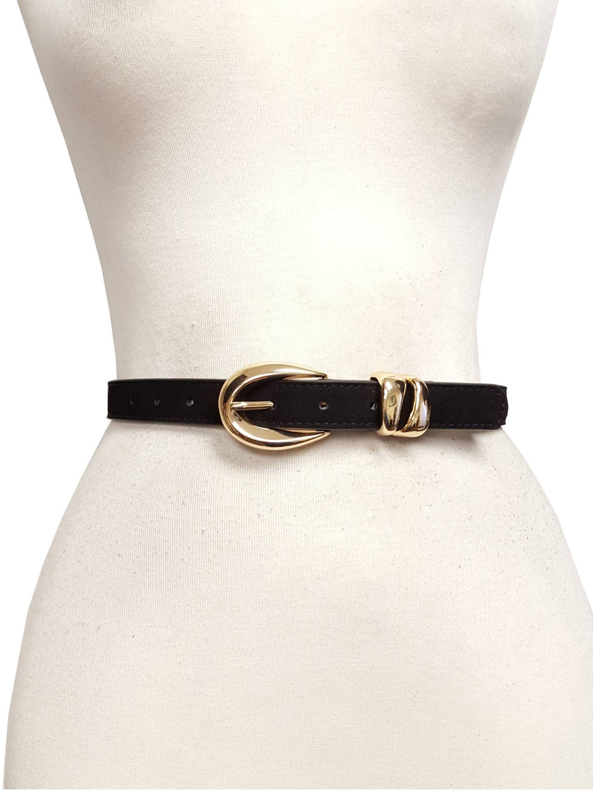 Oval Black Suede Belt