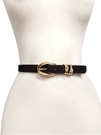 Oval Black Suede Belt