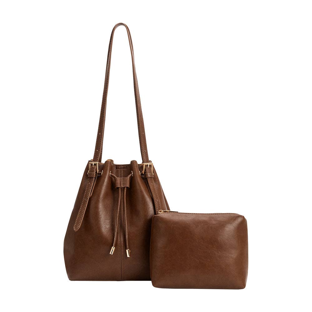 Sally Espresso Recycled Vegan Shoulder Bag
