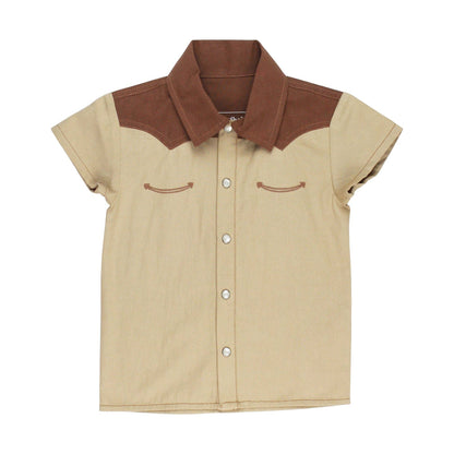Oatmeal  Kids' Western Button-Up Shirt